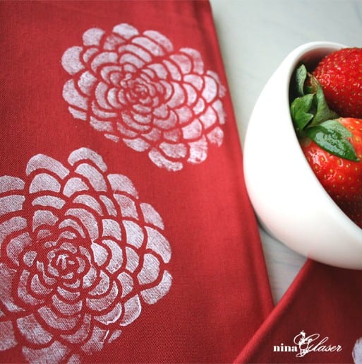 red-white-block-printed-floral-tea-towel red-white-block-printed-floral-tea-towel