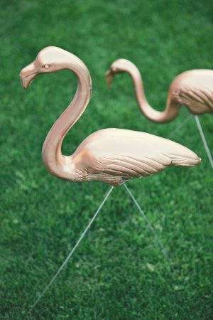 Painted gold flamingo