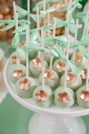 Mint + Gold Cake Pops